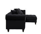 Adnelis Sectional Sofa W/2 Pillows 57320 Black Velvet | Acme | Home Elegance USA