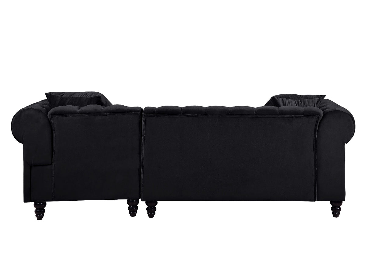 Acme - Adnelis Sectional Sofa W/2 Pillows 57320 Black Velvet