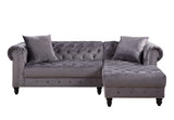 Adnelis Sectional Sofa W/2 Pillows 57325 Gray Velvet | Acme | Home Elegance USA