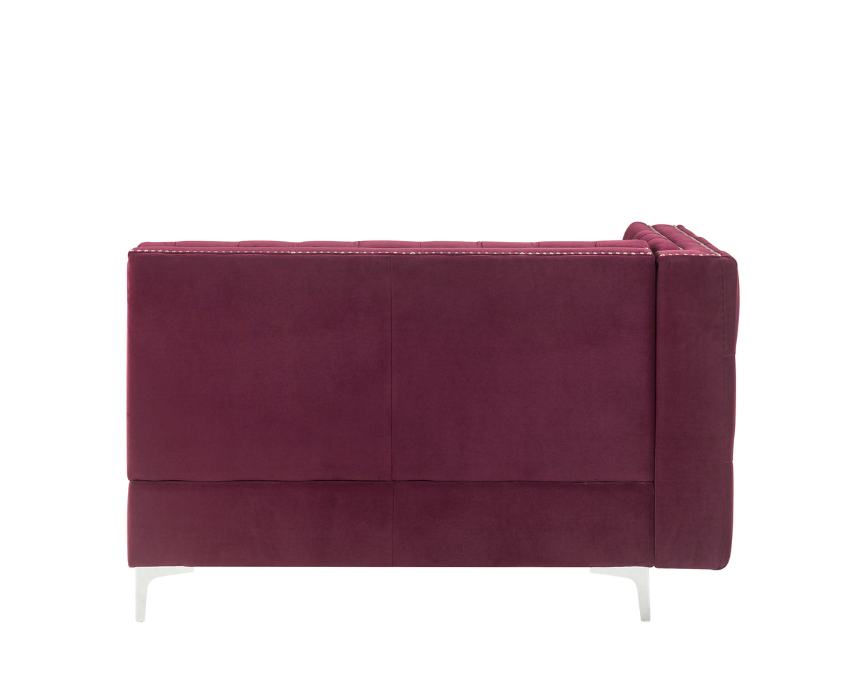 Acme - Jaszira Modular - Armless Loveseat W/2 Pillows 57331 Burgundy Velvet