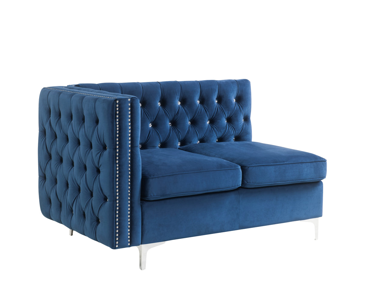 Acme - Jaszira Modular - Armless Loveseat W/2 Pillows 57341 Blue Velvet