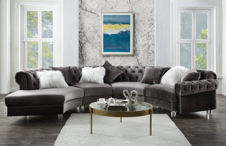 Acme - Ninagold Sectional Sofa W/7 Pillows 57355 Gray Velvet