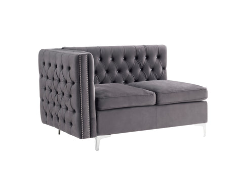 Acme - Jaszira Modular - Armless Loveseat W/2 Pillows 57371 Gray Velvet