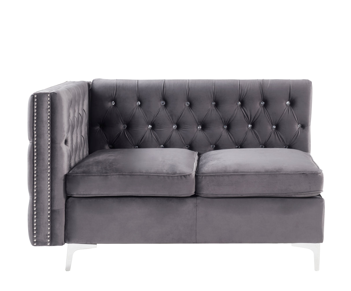 Acme - Jaszira Modular - Armless Loveseat W/2 Pillows 57371 Gray Velvet