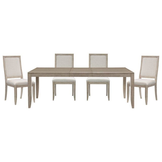 Modern Contemporary Dining Set 5pc Extendable Table with 4 Side Chairs Gray Finish Wooden Furniture