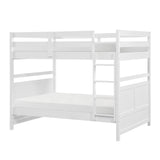 Bunk Bed Full Over Full White Finish Sturdy Wood Frame Guard Rails Youth Bedroom Furniture 1pc - sold by Home Elegance USA
