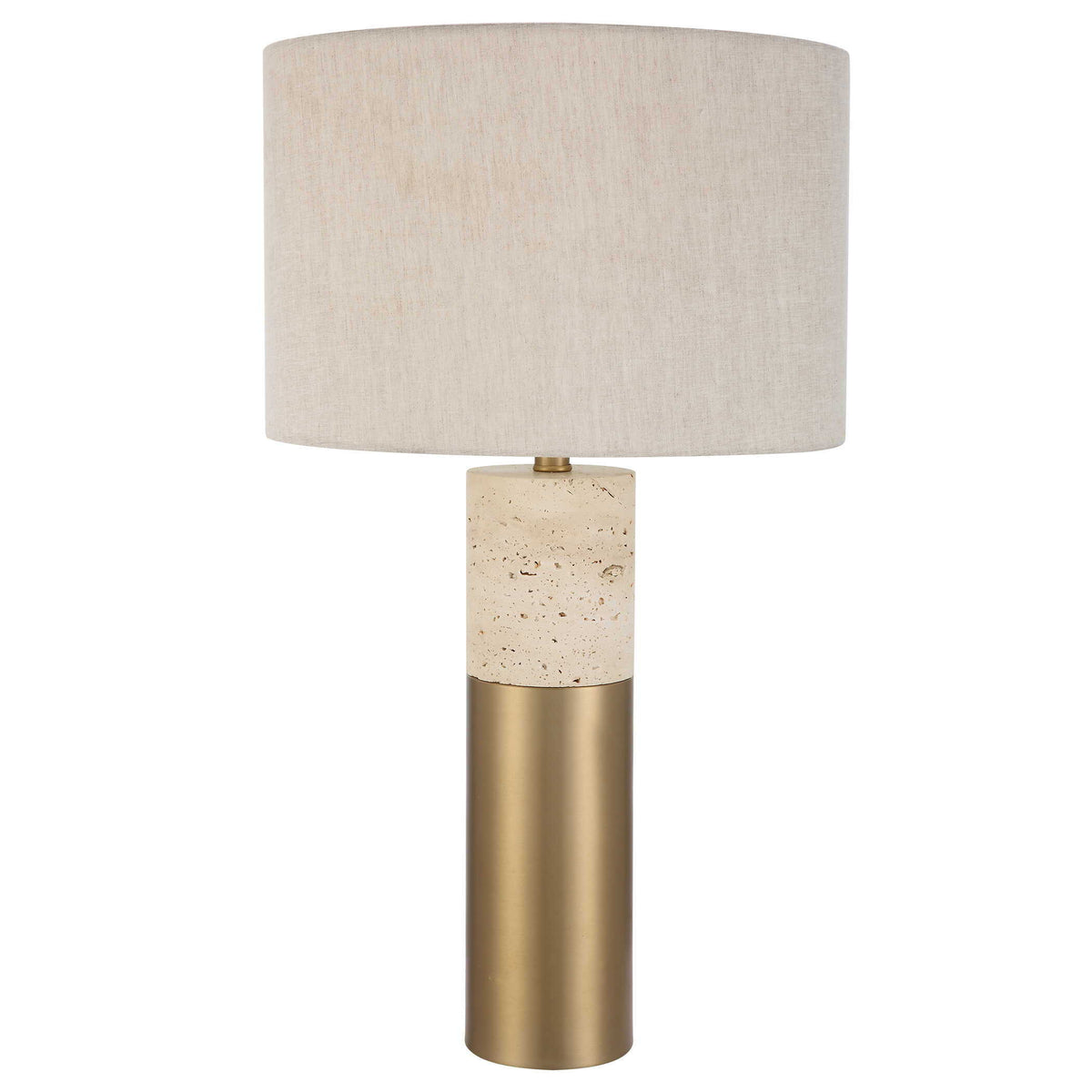 Gravitas Elegant Brass & Stone Lamp - White by Uttermost - View 4