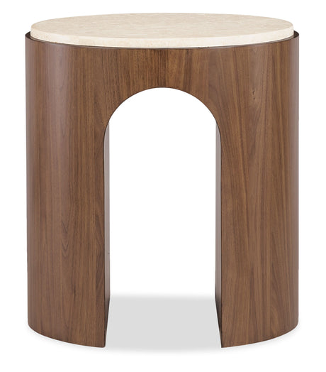 Eleana Marble Top Round End Table Medium Wood - Beige / Dark Brown by Hooker Furniture - View 5