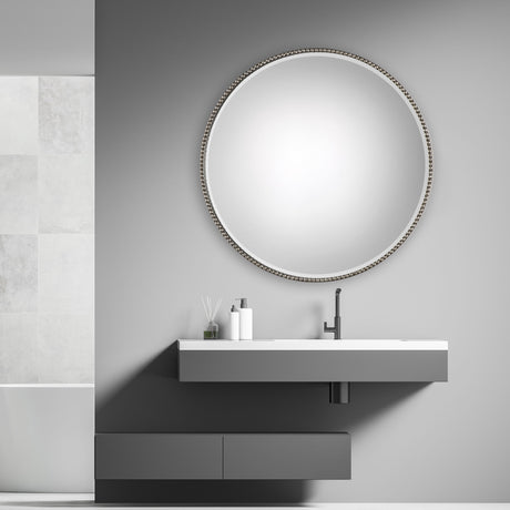 Stefania Beaded Round Mirror - Silver by Uttermost - View 2