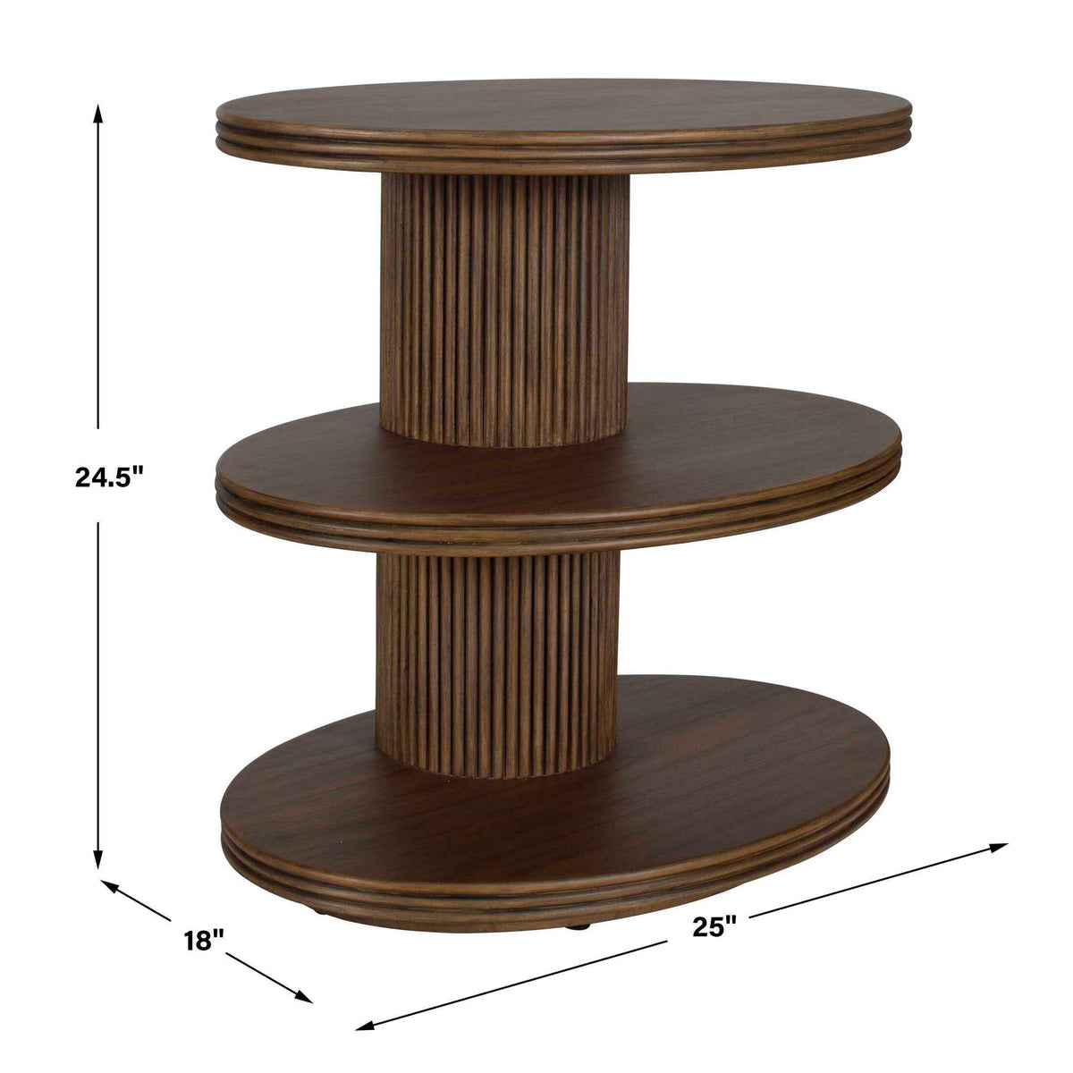 Top Tier Oval Walnut Side Table Woodtone - Dark Brown by Uttermost - View 7