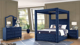 luxurious Four - Poster Queen 4 Pc Bedroom Set Made with Wood in Navy