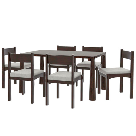 TREXM 7-Piece Retro Dining Table Set for 6, Wood Dining Table Set for 6 with Upholstered Chairs for kitchen & Dining Room (Espresso) - sold by Home Elegance USA