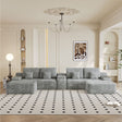 150''Width 5-piece Sectional Sofa with 2 Ottomans,Comfy U-shaped Sofa Couch for Living Room,Light Grey Plush Corduroy Fabric - sold by Home Elegance USA