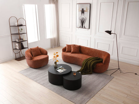 360° Swivel Mid Century Modern Curved Sofa, 1 - Seat Cloud couch Boucle sofa Fabric Couch, Orange - W87691481 - image - 9