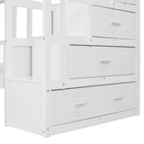 Full Over Twin & Twin Bunk Bed, Wood Triple Bunk Bed with Drawers and Guardrails,White (OLC SKU:LT000443AAK-1) - sold by Home Elegance USA