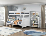 Bunk Bed Twin Over Full White Finish Sturdy Wood Frame Guard Rails Youth Bedroom Furniture 1pc - sold by Home Elegance USA