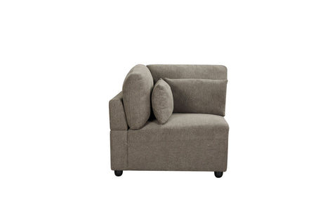 Rylie 5Pcs Brown Linen Modular Sectional Sofa with Toss Pillows - sold by Home Elegance USA