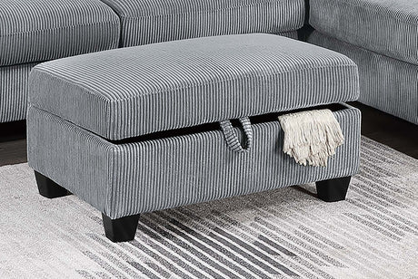 Contemporary Style 3pc Sectional Set Right Arm Chaise Left Arm Sofa w/ USB Port Storage Ottoman Throw Pillow Wooden Legs Fog Finish Primary Living Room - sold by Home Elegance USA