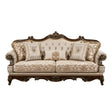 Formal Traditional Luxury Sofa Cherry Finish with Gold Tipping Solid Wood Living Room Furniture 1pc