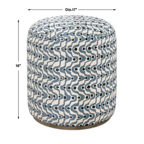 Cas Fabric Ottoman - Blue by Uttermost - View 4
