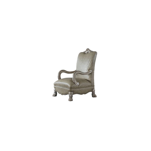Acme - Dresden Chair W/Pillow 58172 Synthetic Leather & Vintage Bone White Finish