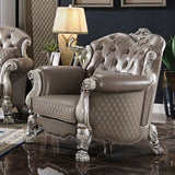 Acme - Dresden Chair W/Pillow 58177 Synthetic Leather & Vintage Bone White Finish