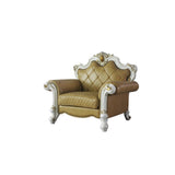 Acme - Picardy Chair W/Pillow 58212 Butterscotch Synthetic Leather & Antique Pearl Finish