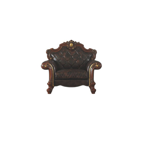 Acme - Picardy Chair W/Pillow 58222 Synthetic Leather & Honey Oak Finish