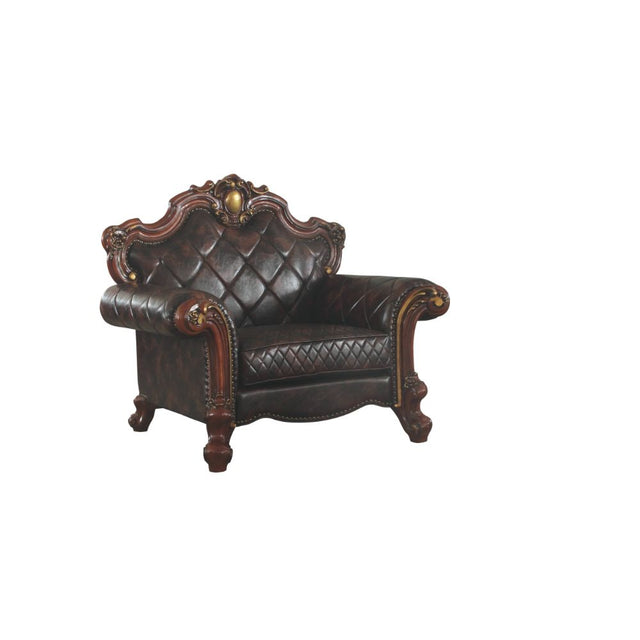 Acme - Picardy Chair W/Pillow 58222 Synthetic Leather & Honey Oak Finish