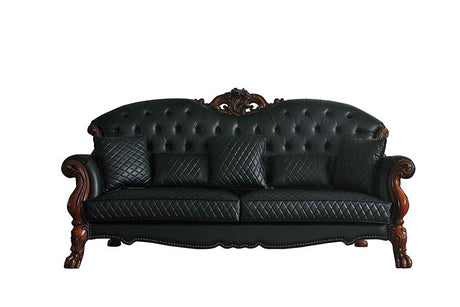 Acme - Dresden Sofa W/5 Pillows 58230 Synthetic Leather & Cherry Oak Finish