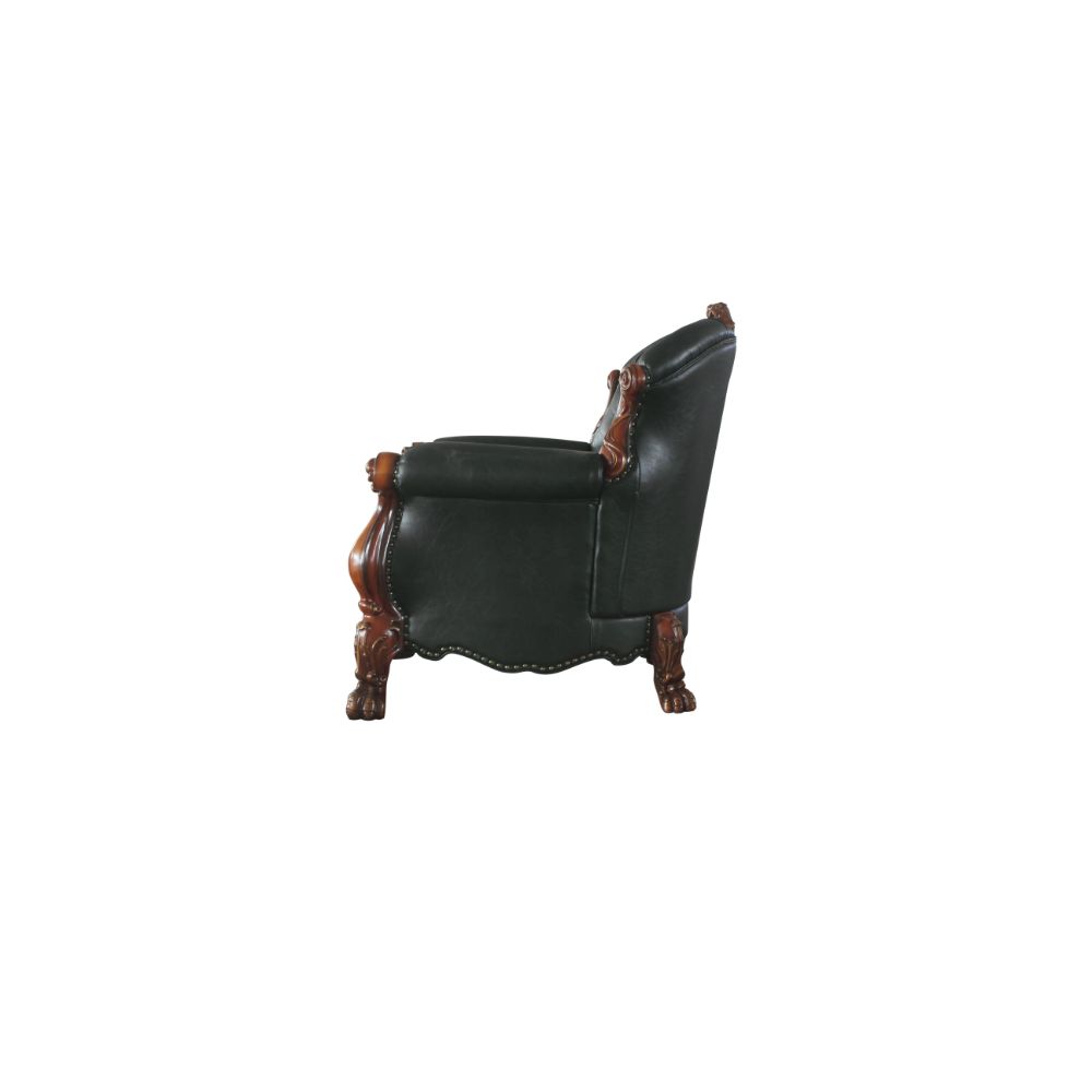 Acme - Dresden Chair W/Pillow 58232 Synthetic Leather & Cherry Oak Finish