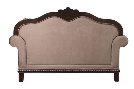 Acme - Chateau De Ville Loveseat W/3 Pillows(Same Lv01589) 58266 Fabric & Espresso Finish