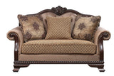 Acme - Chateau De Ville Loveseat W/3 Pillows(Same Lv01589) 58266 Fabric & Espresso Finish