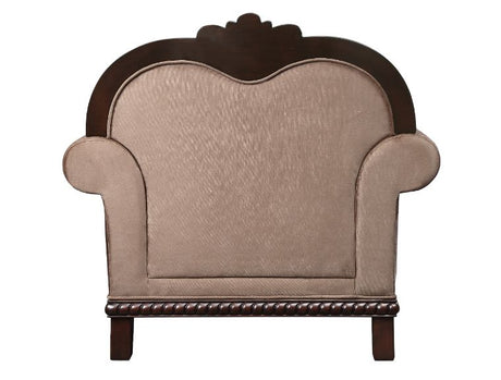 Acme - Chateau De Ville Chair W/Pillow(Same Lv01590) 58267 Fabric & Espresso Finish