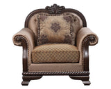 Acme - Chateau De Ville Chair W/Pillow(Same Lv01590) 58267 Fabric & Espresso Finish