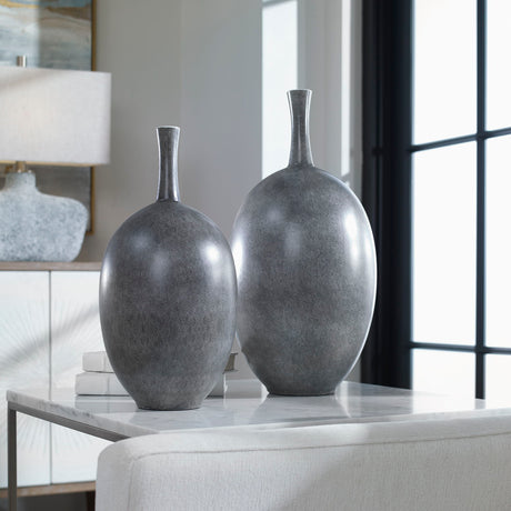 Riordan Modern Vases (Set of 2) - Black / White by Uttermost - View 2
