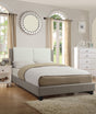 Contemporary Style Full Size Bed Set Faux Leather Upholstered Plastic Legs Platform Bed Bedroom Furniture
