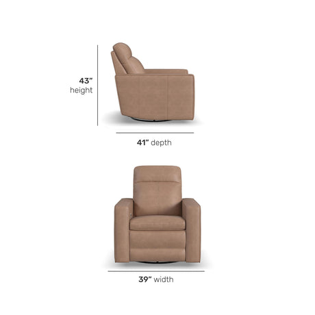 Dutch Power Swivel Gliding Recliner With Power Headrest, Lumbar, Heat & Massage - Light Brown | Flexsteel
