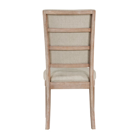 Wooden chair with fabric seat and backrest on a white background