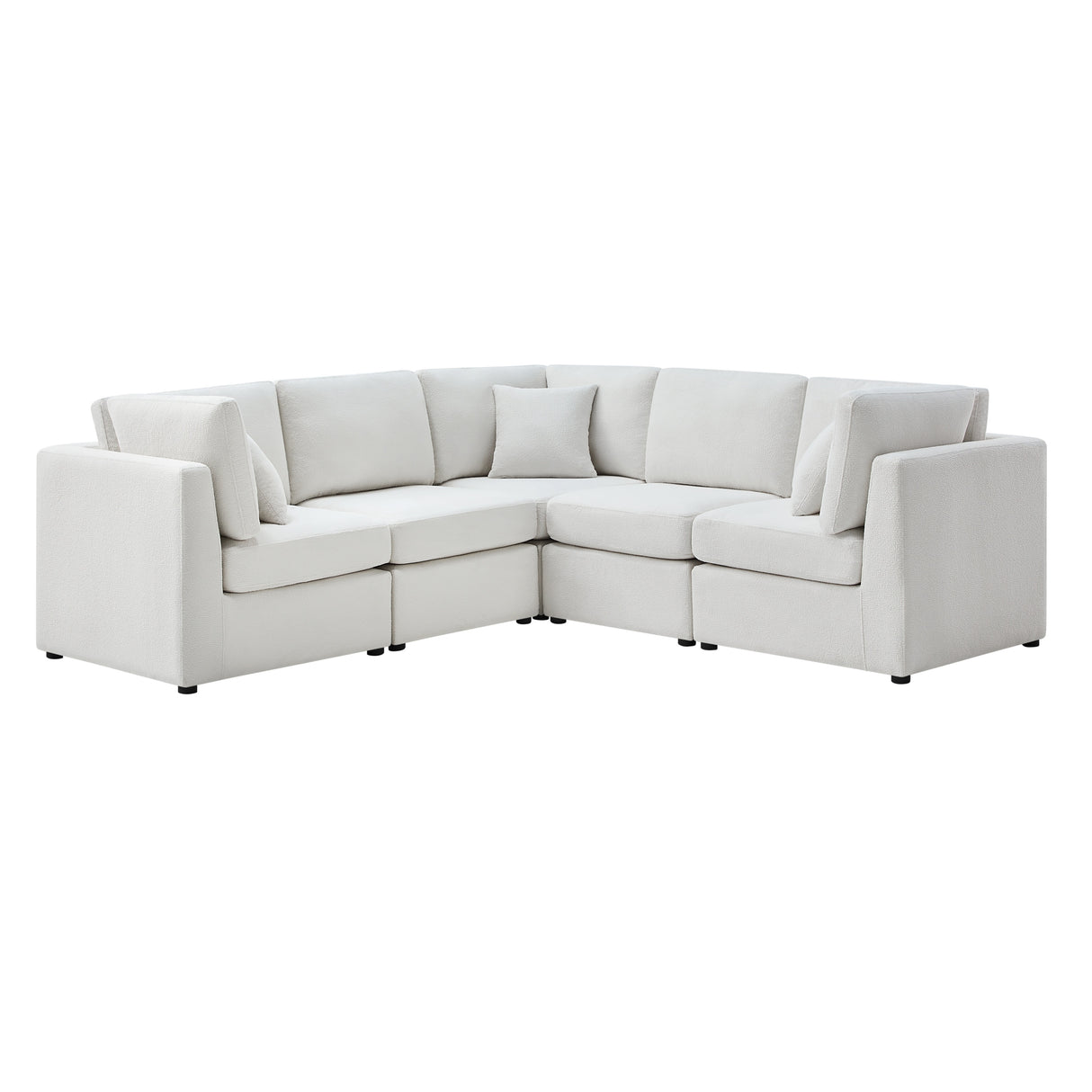 Chauncy 5-PC Sectional in Ivory with Performance Fabric, Modular Design