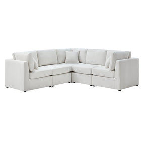 Chauncy 5-PC Sectional in Ivory with Performance Fabric, Modular Design - sold by Home Elegance USA