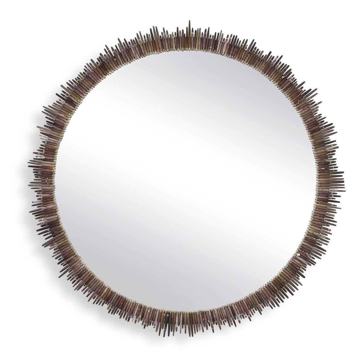 Tiger Sea Urchin Round Mirror Brown / Green - Dark Brown by Uttermost - View 1