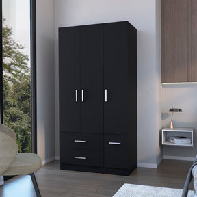 Douglas Armoire in melamine, two drawers, hanging rod and 4 doors. - sold by Home Elegance USA