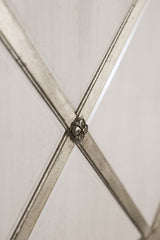 Sanctuary Diamont King Panel Bed by Hooker Furniture in Oak Veneers & Silver Fretwork