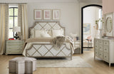 Sanctuary Diamont King Panel Bed by Hooker Furniture in Oak Veneers & Silver Fretwork