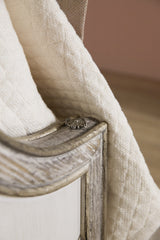Sanctuary Diamont King Panel Bed by Hooker Furniture in Oak Veneers & Silver Fretwork