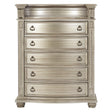 Silver Finish European Design 1pc Luxury Storage Chest with 5 Drawers Genuine Marble Insert Traditional Bedroom Furniture