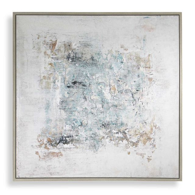 Find Me Here Abstract Framed Canvas Art Black / Blue / Brown / Gray / White - Blue / Gray by Uttermost - View 1