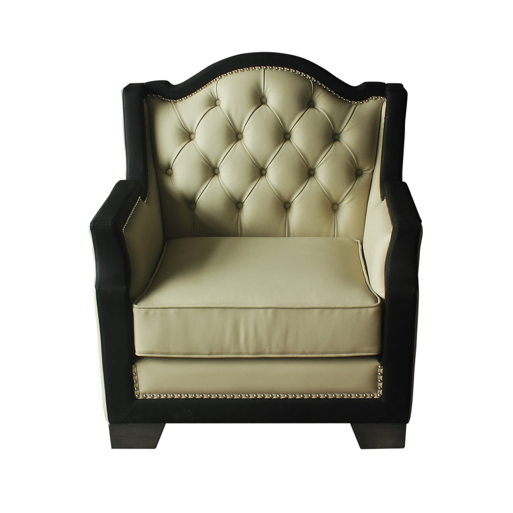 Acme - House Beatrice Chair W/Pillow 58812 Beige Synthetic Leather , Black Synthetic Leather & Charcoal Finish