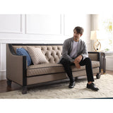 Acme - House Beatrice Sofa W/4 Pillows 58815 Tan Synthetic Leather , Black Synthetic Leather & Charcoal Finish